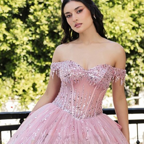 Quinceanera dress.Formal ball gown red or pink party pageant photo shoot new - Picture 2 of 8